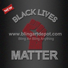 Hot Selling Rhinestone Iron ons Transfer Black Lives Matter Factory Sale